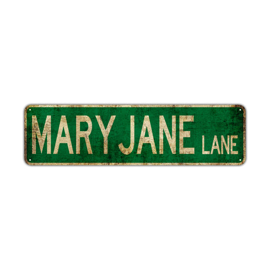 Mary Jane Lane Vintage Retro Street Novelty Sign Rustic Metal Aluminum Decor Wall Man Shop Cave Bar Gift