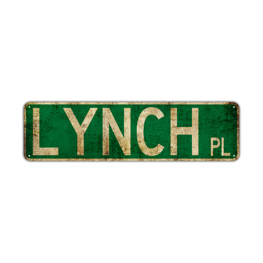 Lynch Pl Vintage Retro Street Novelty Sign Rustic Metal Aluminum Decor Wall Man Shop Cave Bar Gift