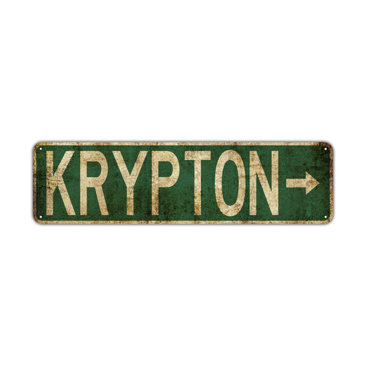 Krypton Vintage Retro Street Novelty Sign Rustic Metal Aluminum Decor Wall Man Shop Cave Bar Gift