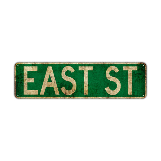 East St Vintage Retro Street Novelty Sign Rustic Metal Aluminum Decor Wall Man Shop Cave Bar Gift
