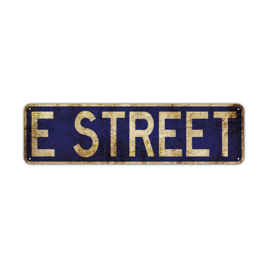 E Street Vintage Retro Street Novelty Sign Rustic Metal Aluminum Decor Wall Man Shop Cave Bar Gift
