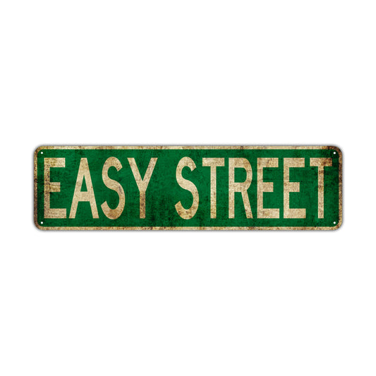 Easy Street Vintage Retro Street Novelty Sign Rustic Metal Aluminum Decor Wall Man Shop Cave Bar Gift