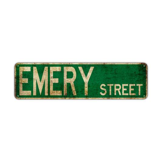 Emery Street Vintage Retro Street Novelty Sign Rustic Metal Aluminum Decor Wall Man Shop Cave Bar Gift