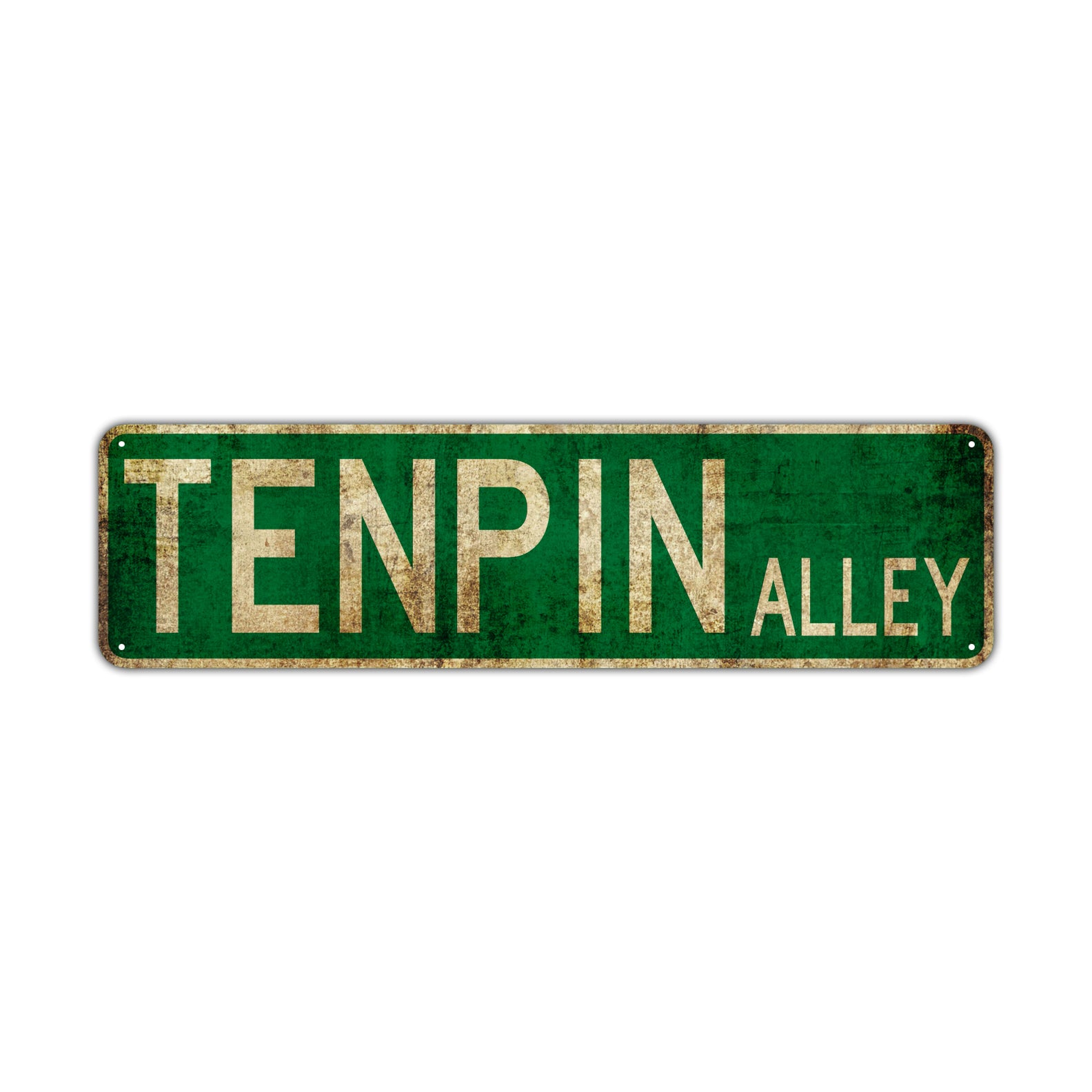Tenpin Alley Vintage Retro Street Novelty Sign Rustic Metal Aluminum Decor Wall Man Shop Cave Bar Gift