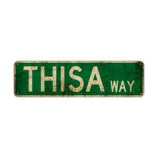Thisa Way Vintage Retro Street Novelty Sign Rustic Metal Aluminum Decor Wall Man Shop Cave Bar Gift