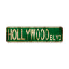 Hollywood Blvd Vintage Retro Street Novelty Sign Rustic Metal Aluminum Decor Wall Man Shop Cave Bar Gift