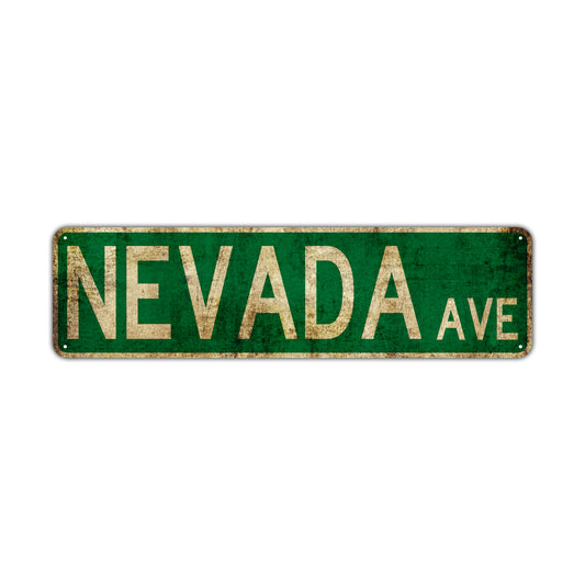 Nevada Ave Vintage Retro Street Novelty Sign Rustic Metal Aluminum Decor Wall Man Shop Cave Bar Gift