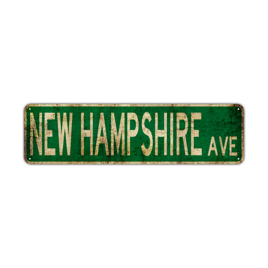 New Hampshire Ave Vintage Retro Street Novelty Sign Rustic Metal Aluminum Decor Wall Man Shop Cave Bar Gift