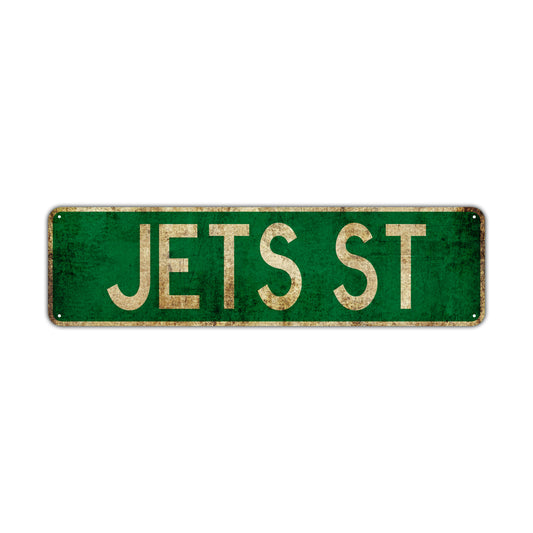 Jets St Vintage Retro Street Novelty Sign Rustic Metal Aluminum Decor Wall Man Shop Cave Bar Gift