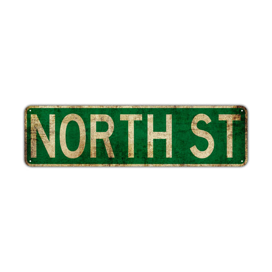 North St Vintage Retro Street Novelty Sign Rustic Metal Aluminum Decor Wall Man Shop Cave Bar Gift