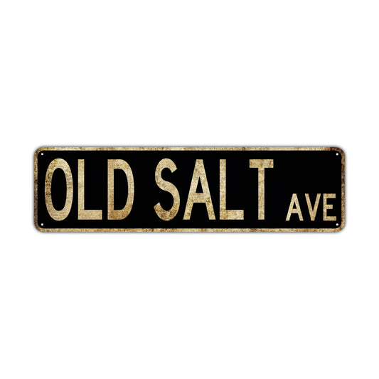 Old Salt Ave Vintage Retro Street Novelty Sign Rustic Metal Aluminum Decor Wall Man Shop Cave Bar Gift