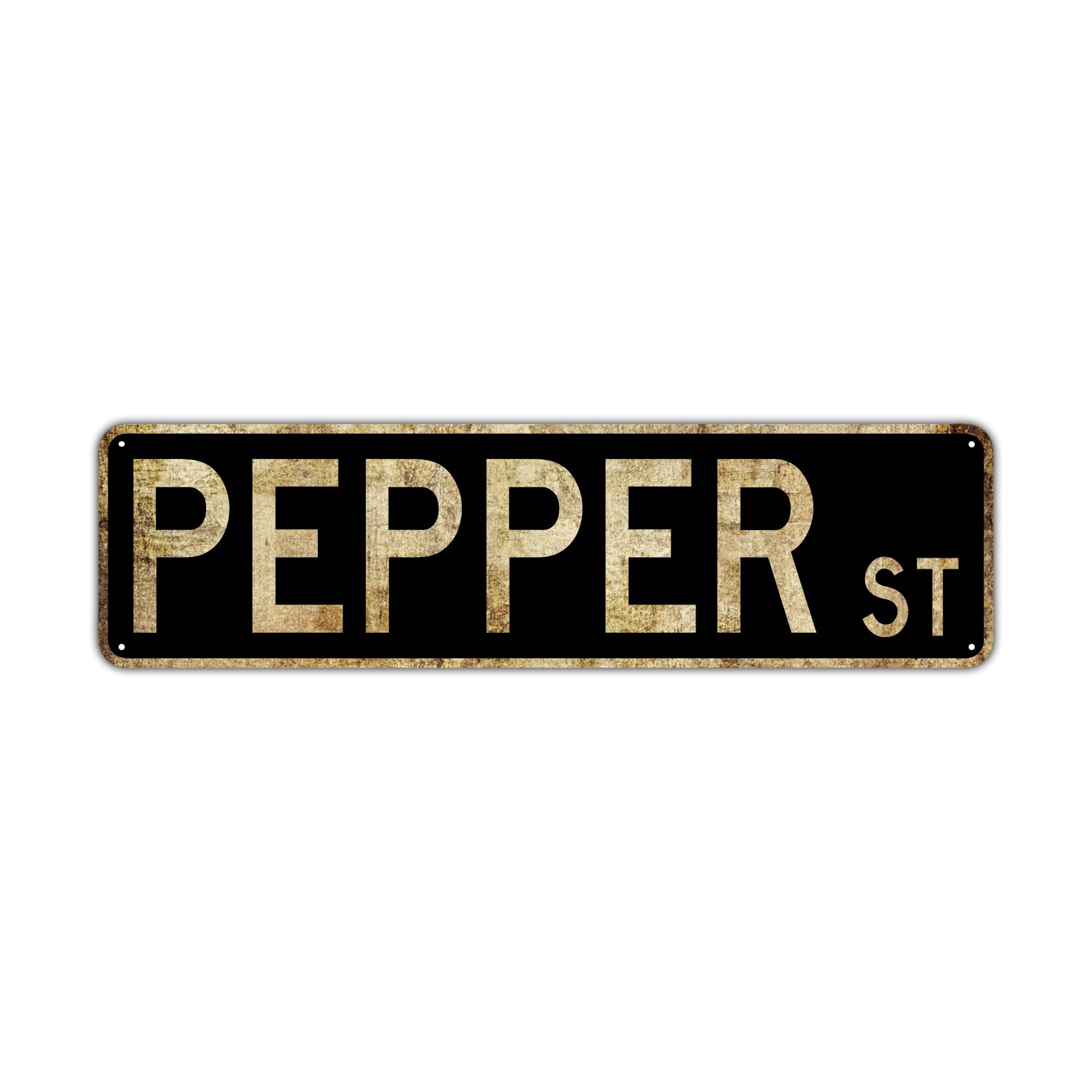 Pepper St Vintage Retro Street Novelty Sign Rustic Metal Aluminum Decor Wall Man Shop Cave Bar Gift