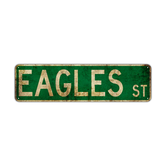 Eagles St Vintage Retro Street Novelty Sign Rustic Metal Aluminum Decor Wall Man Shop Cave Bar Gift