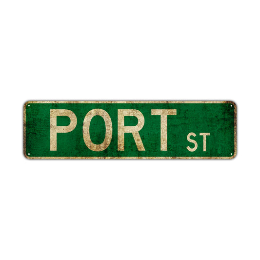 Port St Vintage Retro Street Novelty Sign Rustic Metal Aluminum Decor Wall Man Shop Cave Bar Gift
