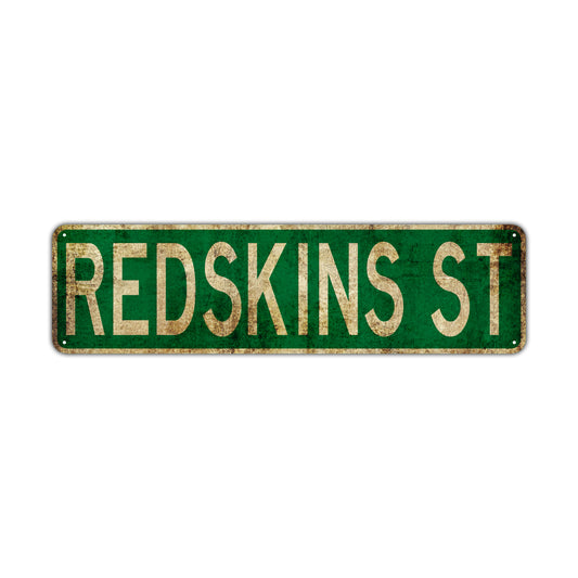 Redskins St Vintage Retro Street Novelty Sign Rustic Metal Aluminum Decor Wall Man Shop Cave Bar Gift