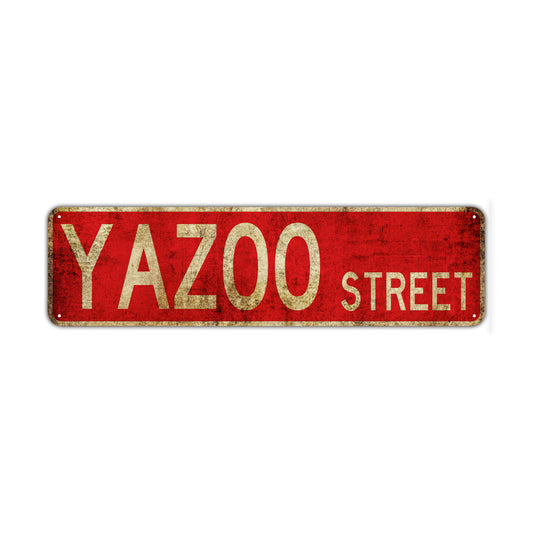 Yazoo Street Vintage Retro Street Novelty Sign Rustic Metal Aluminum Decor Wall Man Shop Cave Bar Gift