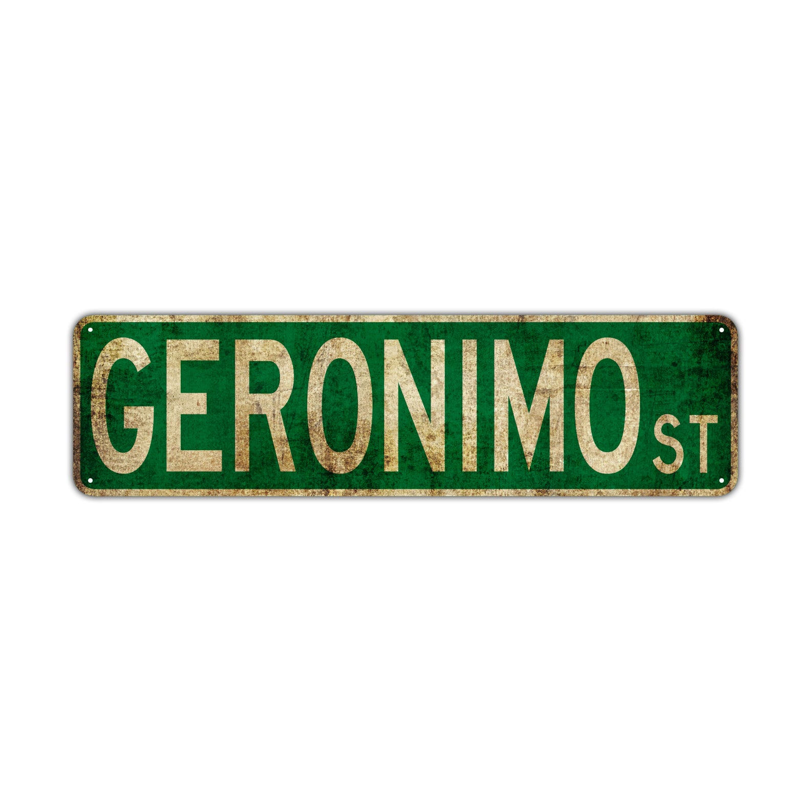 Geronimo St Vintage Retro Street Novelty Sign Rustic Metal Aluminum Decor Wall Man Shop Cave Bar Gift