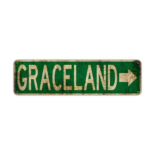 Graceland Vintage Retro Street Novelty Sign Rustic Metal Aluminum Decor Wall Man Shop Cave Bar Gift