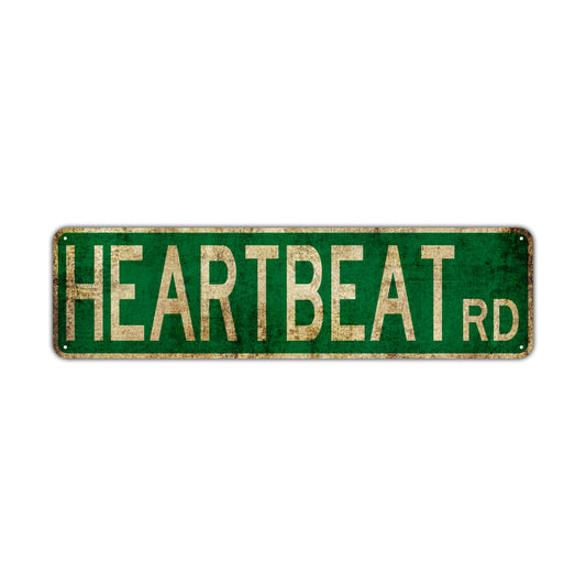 Heart Beat Rd Vintage Retro Street Novelty Sign Rustic Metal Aluminum Decor Wall Man Shop Cave Bar Gift