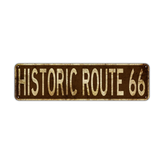 Historic Route 66 Vintage Retro Street Novelty Sign Rustic Metal Aluminum Decor Wall Man Shop Cave Bar Gift