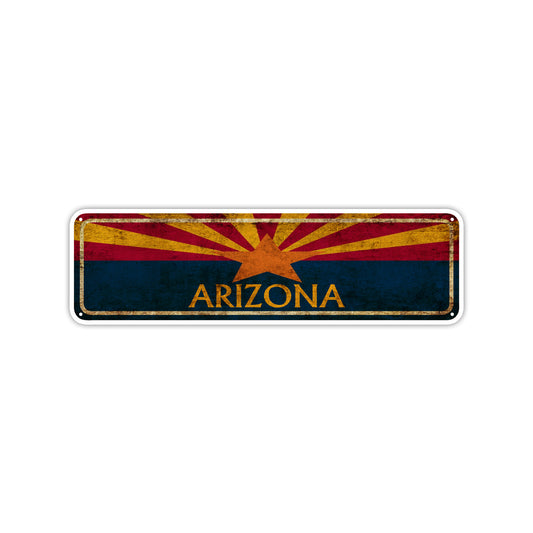 Arizona State Country United States Vintage Retro Street Novelty Sign Rustic Metal Aluminum Decor Wall Man Shop Cave Bar Gift
