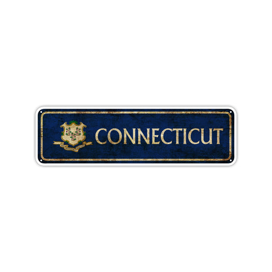Connecticut State Country United States Vintage Retro Street Novelty Sign Rustic Metal Aluminum Decor Wall Man Shop Cave Bar Gift