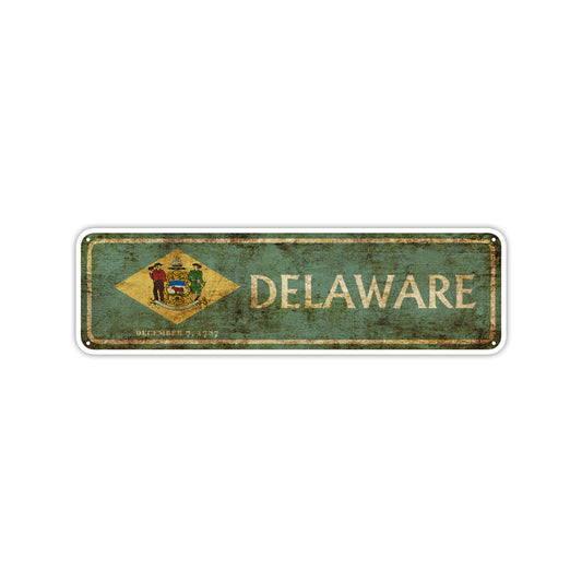 Delaware State Country United States Vintage Retro Street Novelty Sign Rustic Metal Aluminum Decor Wall Man Shop Cave Bar Gift