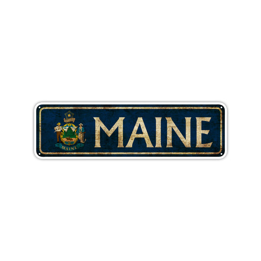 Maine State Country United States Vintage Retro Street Novelty Sign Rustic Metal Aluminum Decor Wall Man Shop Cave Bar Gift