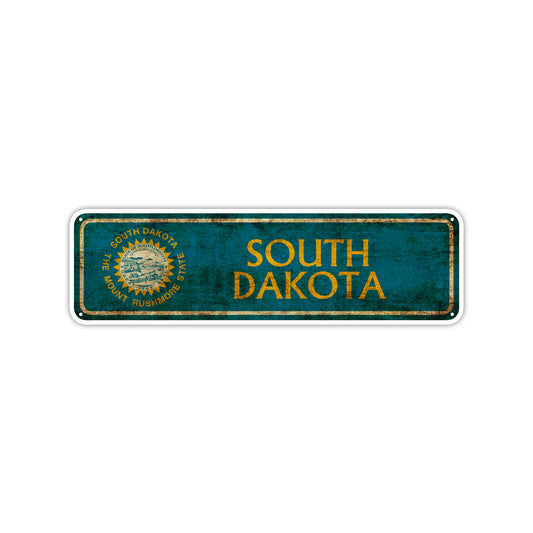 South Dakota State Country United States Vintage Retro Street Novelty Sign Rustic Metal Aluminum Decor Wall Man Shop Cave Bar Gift