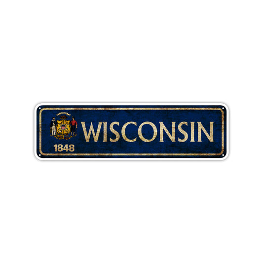 Wisconsin 1948 State Country United States Vintage Retro Street Novelty Sign Rustic Metal Aluminum Decor Wall Man Shop Cave Bar Gift