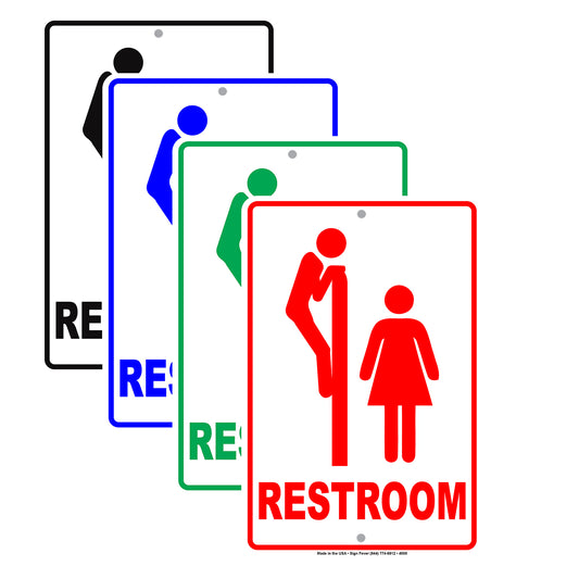 Restroom Unisex Man Peeking Humor Jokes Funny Notice Aluminum