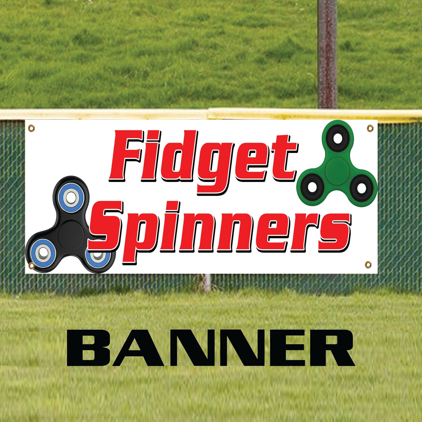 Fidget Spinners Sold Here - Celebration Products Vinyl Banner Sign