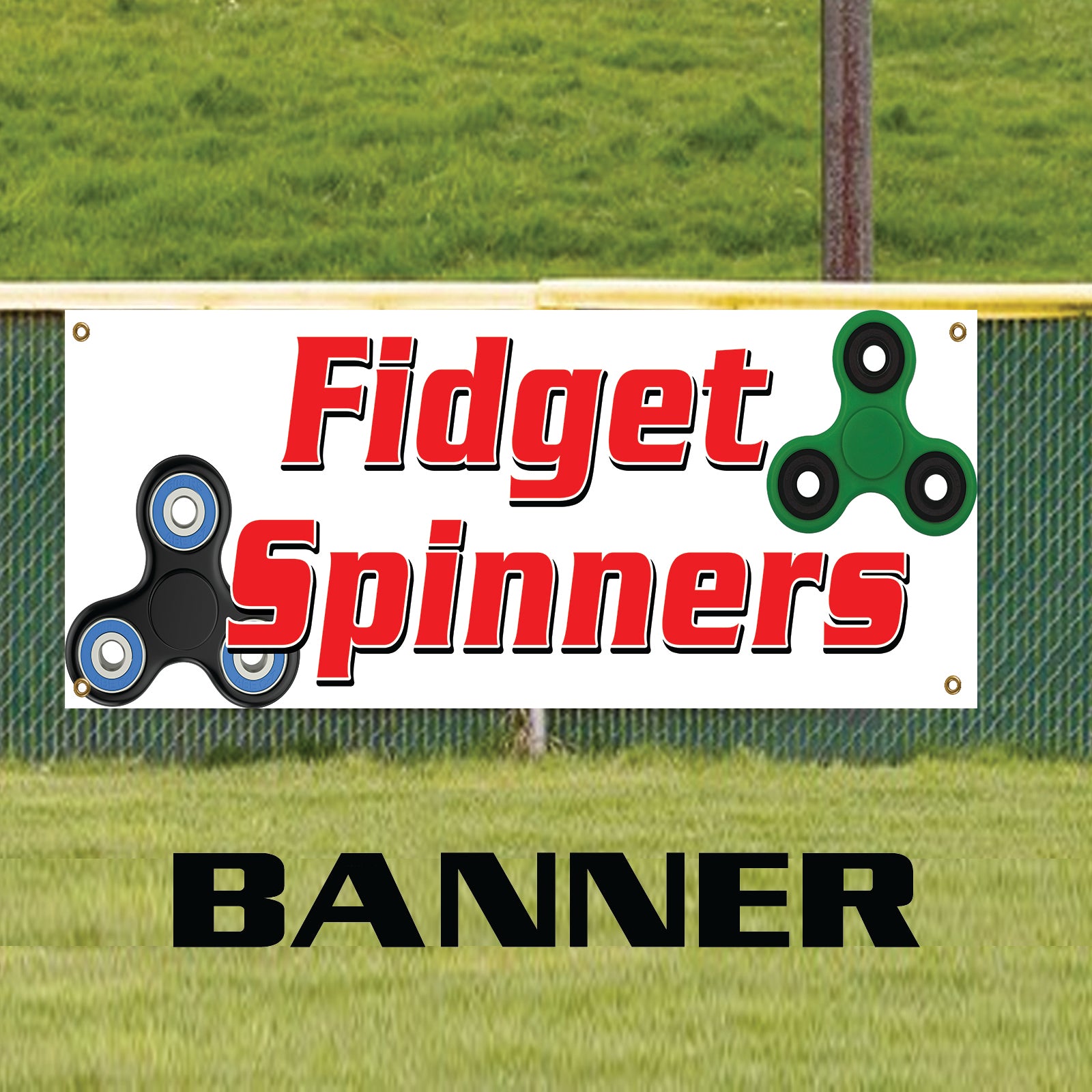 Fidget Spinners Sold Here - Celebration Products Vinyl Banner Sign