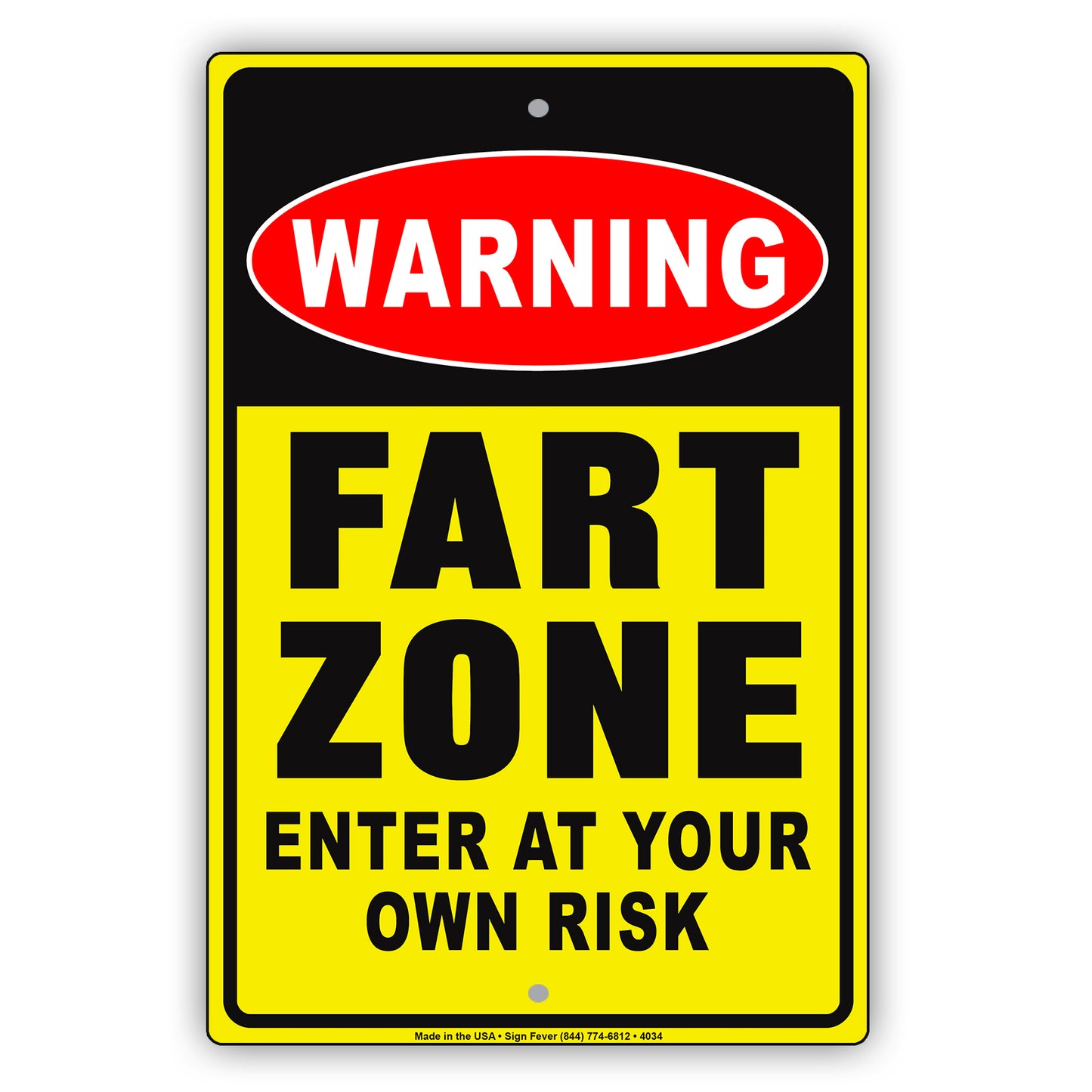 Warning Fart Zone Enter At Your Own Risk Humor Gag Funny Alert Caution Notice Aluminum