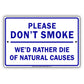 Please Don't Smoke We'd Rather Die Of Natural Causes With Graphic Ridiculous Humor Jokes Aluminum Sign