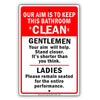 Our Aim Is To Keep This Bathroom Clean With Graphic Ridiculous Humor Jokes Funny Warning  Aluminum