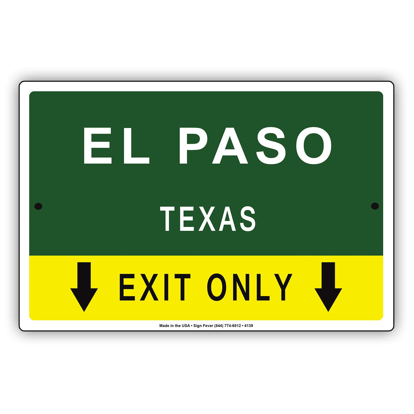 El Paso Texas Exit Only With Graphic Ridiculous Humor Jokes Funny Caution Alert Warning Aluminum