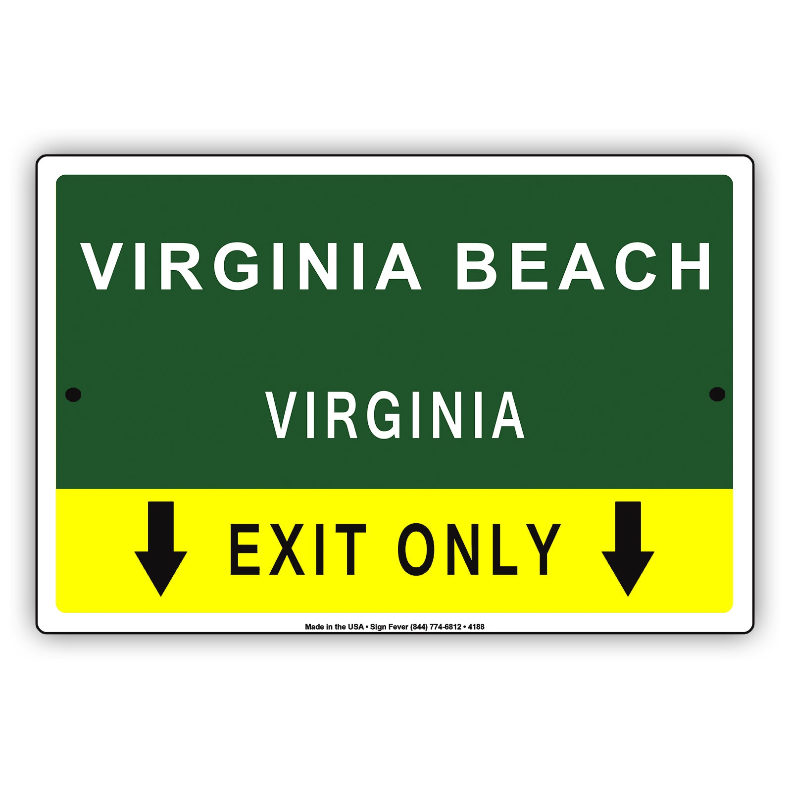 Virginia Beach Exit Only With Humor Jokes Funny Gags Novelty Caution Alert Warning Aluminum