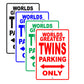 World Greatest Twins Parking Only With Humor Jokes Funny Gags Novelty Caution Warning Aluminum