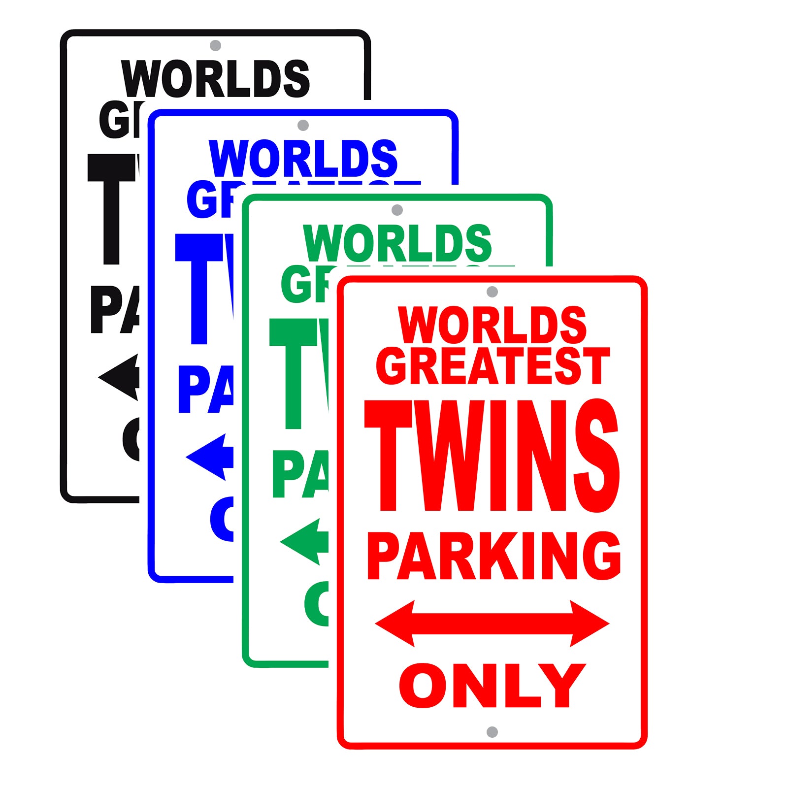 World Greatest Twins Parking Only With Humor Jokes Funny Gags Novelty Caution Warning Aluminum