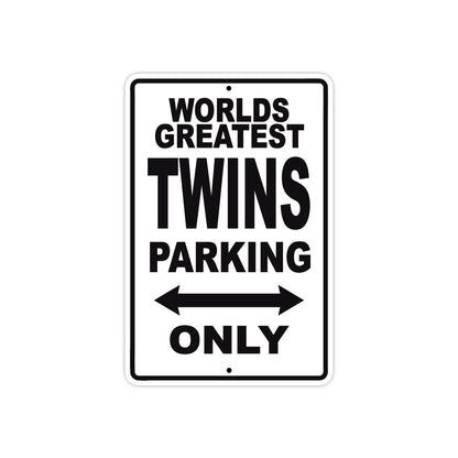 World Greatest Twins Parking Only With Humor Jokes Funny Gags Novelty Caution Warning Aluminum