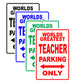 World Greatest Teacher Parking Only With Humor Jokes Funny Gags Novelty Caution Warning Aluminum