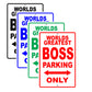 World Greatest Boos Parking Only With Humor Jokes Funny Gags Novelty Caution Warning Aluminum