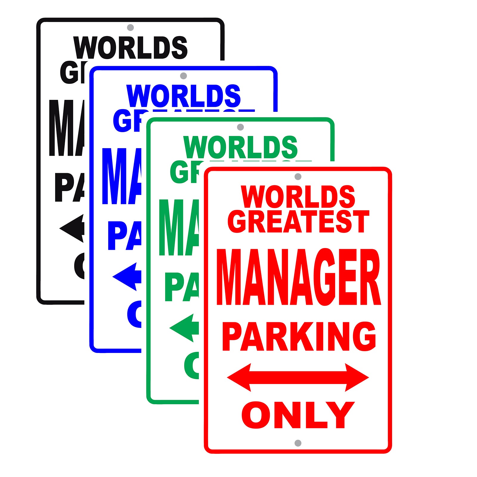 World Greatest Manager Parking Only With Humor Jokes Funny Gags Novelty Caution Warning Aluminum