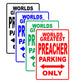 World Greatest Preacher Parking Only With Humor Jokes Funny Gags Novelty Caution Warning Aluminum