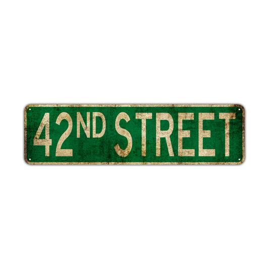 42nd Street Vintage Retro Street Novelty Sign Rustic Metal Aluminum Decor Wall Man Shop Cave Bar Gift