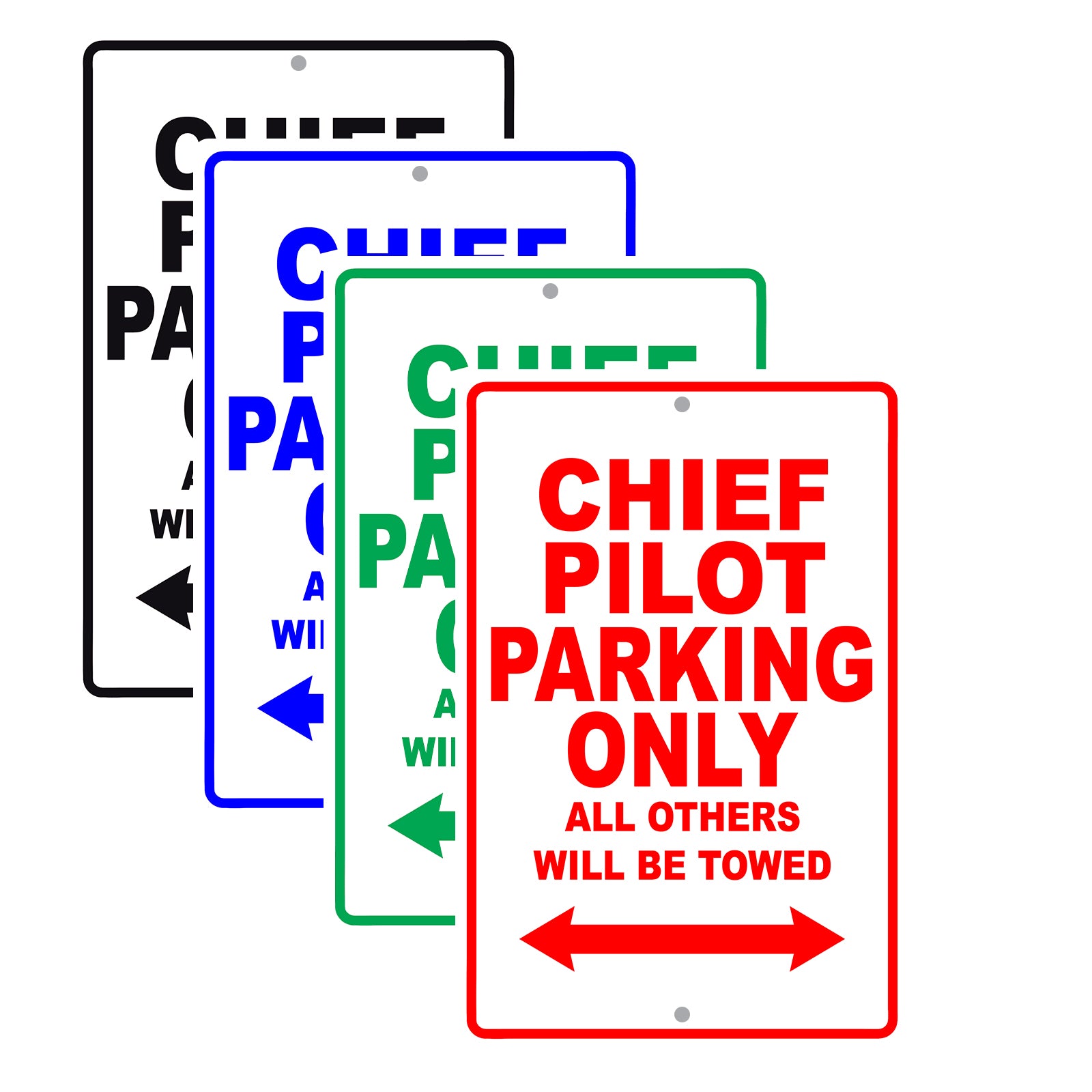 Chief Pilot Parking Only All Others Will Be Towed With Novelty Caution Alert Warning Aluminum Sings