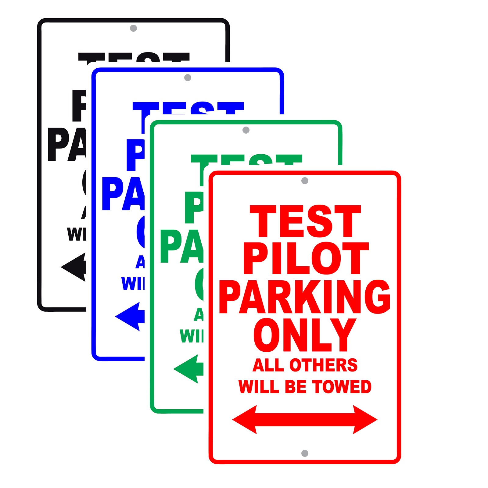 Test Pilot Parking Only All Others Will Be Towed With Novelty Caution Alert Warning Aluminum Sings