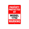 Property Protected by Model 1752 Gun Pistol Rifle Revolver Warning Aluminum Metal Plate Sign