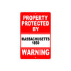 Property Protected by Massachusetts 1850 Gun Pistol Rifle Revolver Aluminum Metal Plate Sign